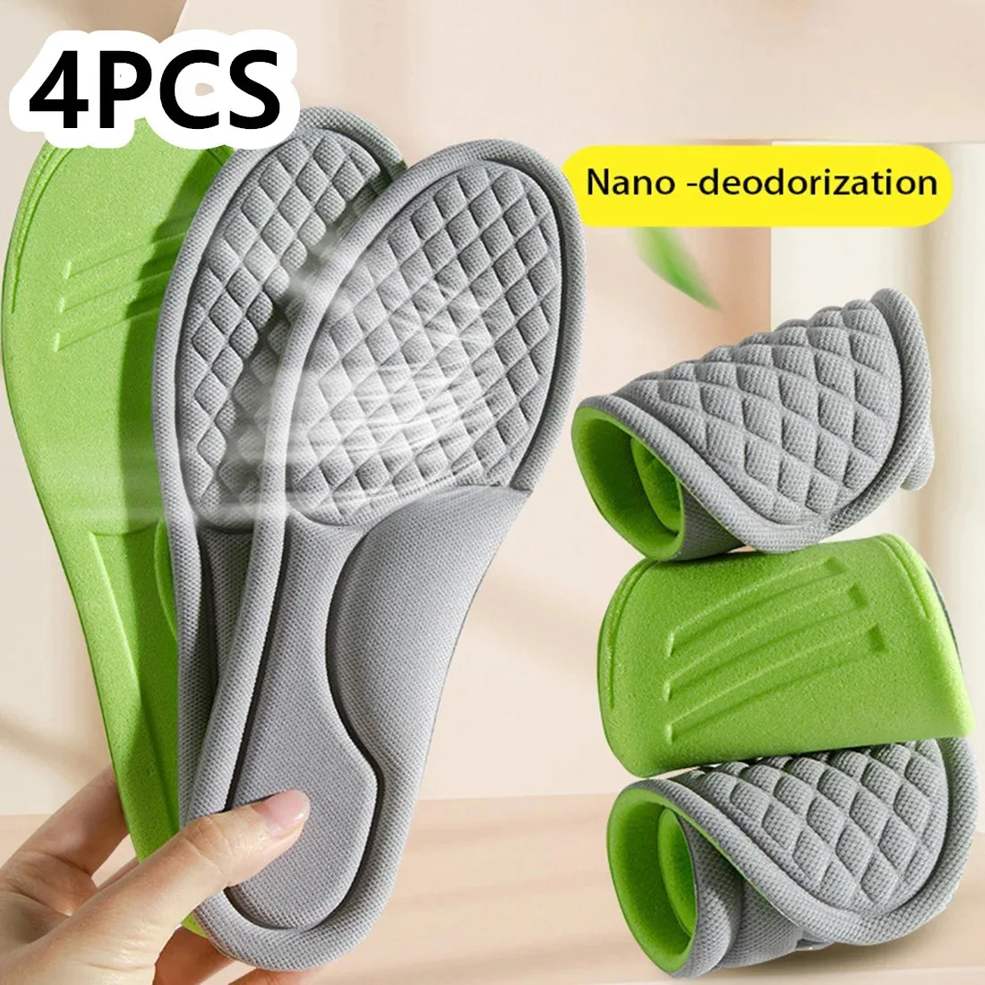 Unisex Memory Foam Orthopedic Insoles Deodorizing Insula For Shoes Sports absorberar svett mjuka antibakteriella sko tillbehör 231221