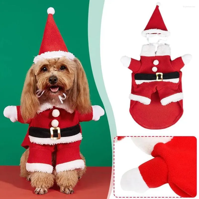 Hundkläder juldräkt kläder för husdjur vinterhundar katter förtjockade huva kappjackor valp xmas husdjur chihuahua Yorkie outfit