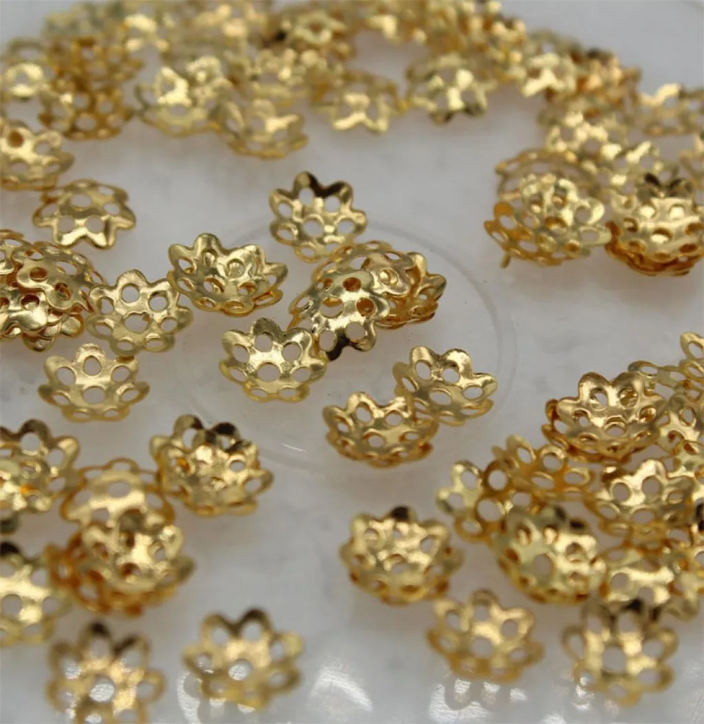 5000pcslot 6mm 5 färger Silvergold Plated Flower Caps Spacer för pärlor slutfynd9315842