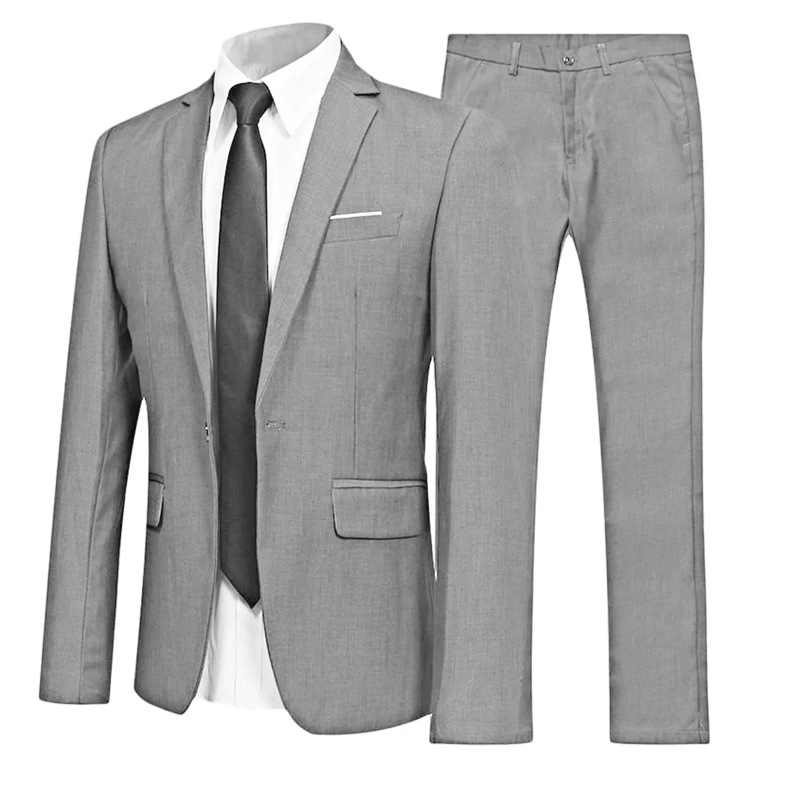 Men Uniform Uniform Gentleman Terne 2pcs Conjunto de jaqueta de lapela de manga longa com calças para reuniões de escritório Party Business Wedding Party 231221