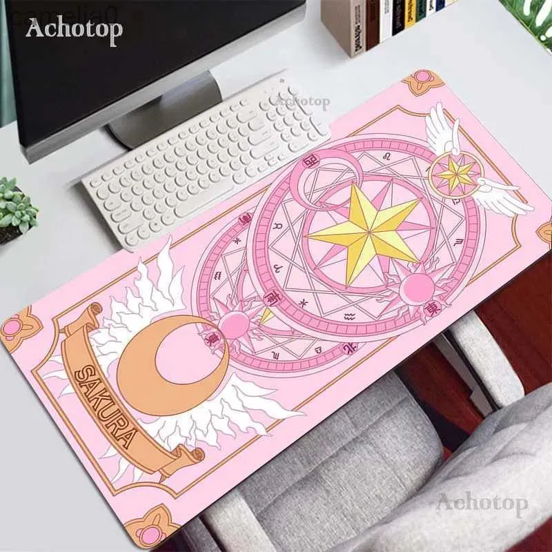 Myse podkładki na nadgarstki odpoczywa anime Cardcaptor Sakura Mousepad Gamer Cute 90x40 Kawaii Kuro Large Gaming Pad xll Locking Edge Laptop Notebook Desk MATL231221