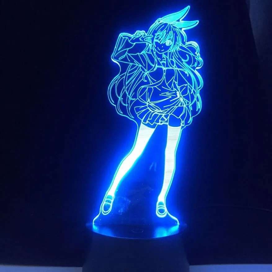 Cute Japanese Waifu 3D Night light Anime Lamp Yumeko Jabami From Kakegurui Compulsive Gambler Decor USB Nightlight Drop261h