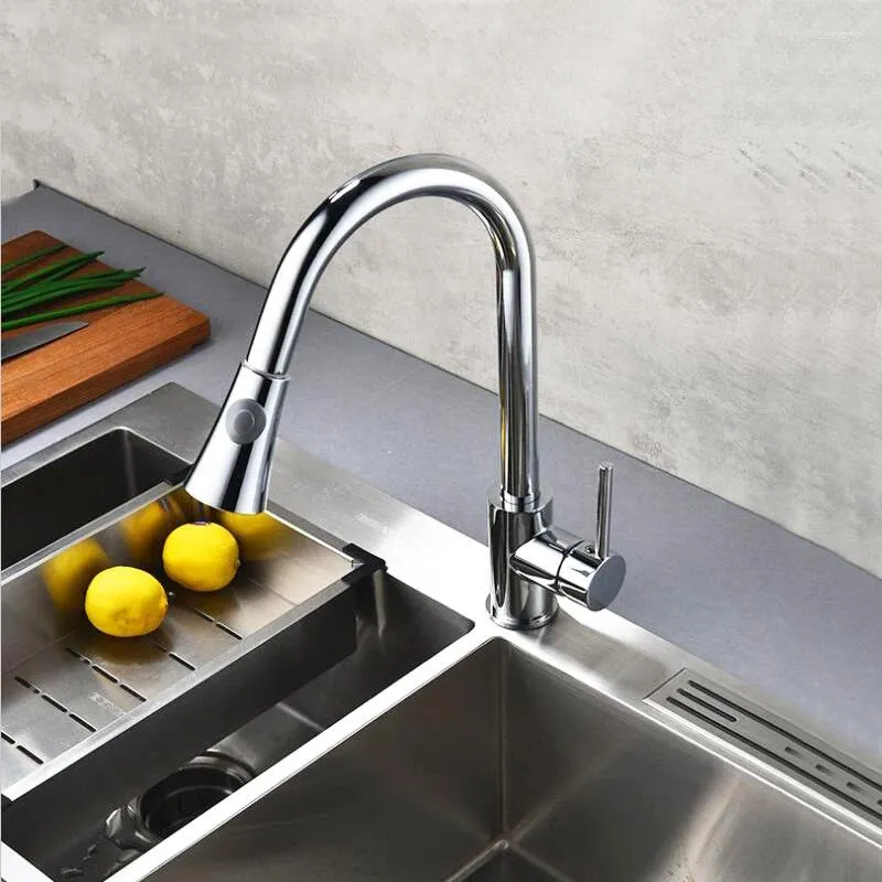 Kitchen Faucets 4 Colors Brass Material & Cold Water Pull Out Tap