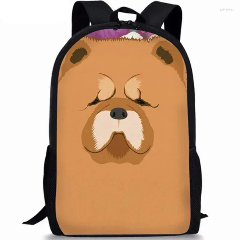 School Bags Kawaii Chow Dog Print Student Bag Teenager Daily Casual Backpack Boys Girls Book Women Men Travel Storage Rucksack