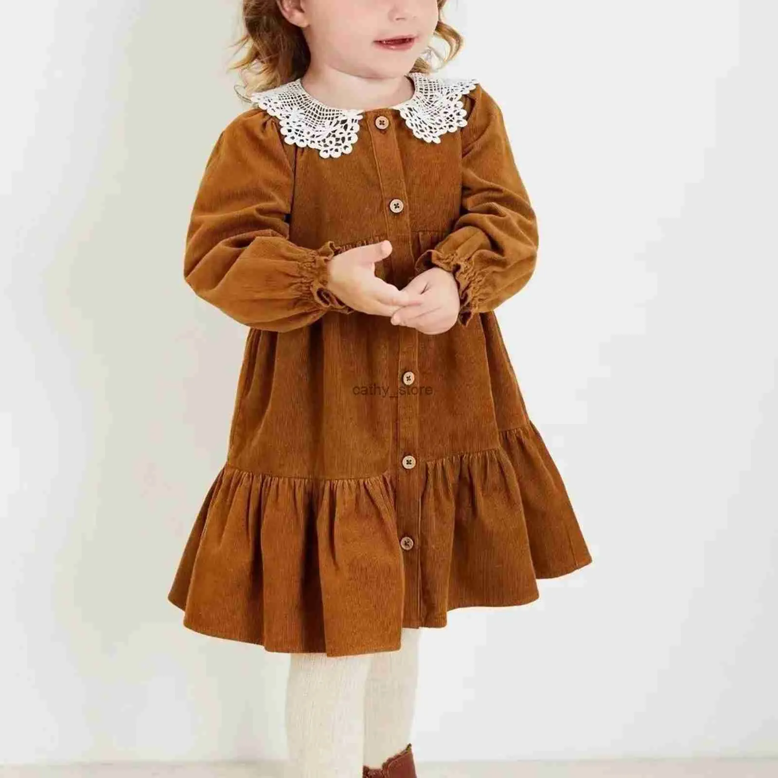 女の子のドレスma baby 6m-4y幼児幼児幼児の女の子のドレスラッフルレースA-ling long sleeve dress for girl vintage fall spring closes d05l231222