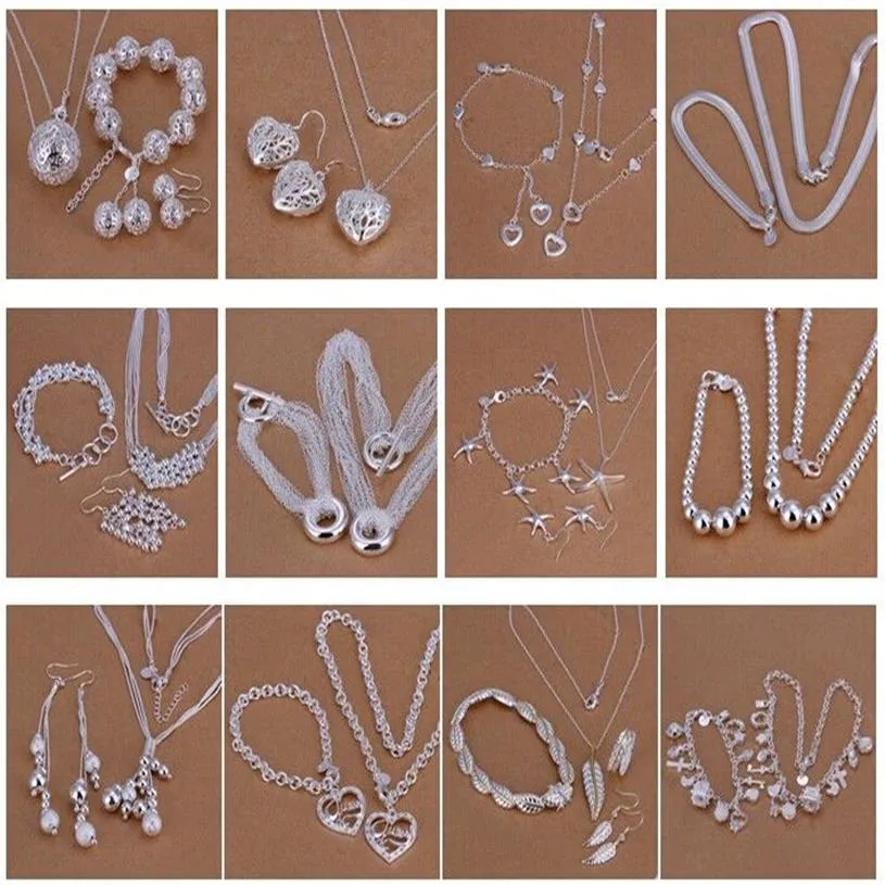 추적 번호와 함께 대부분의 판매 여성의 섬세한 선물 보석 925 Silver Plated Mix Jewelry Set 1025261j