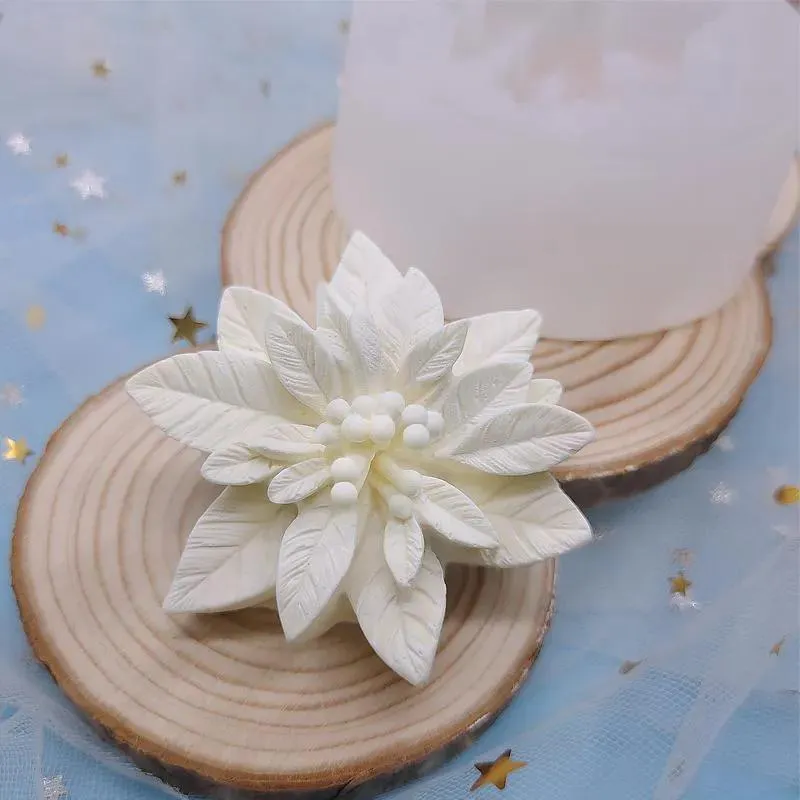 Outils d'artisanat outils de Noël poinsettia fleur silicone plante moule moule résine moule gâteau décoration de gâteau à la main