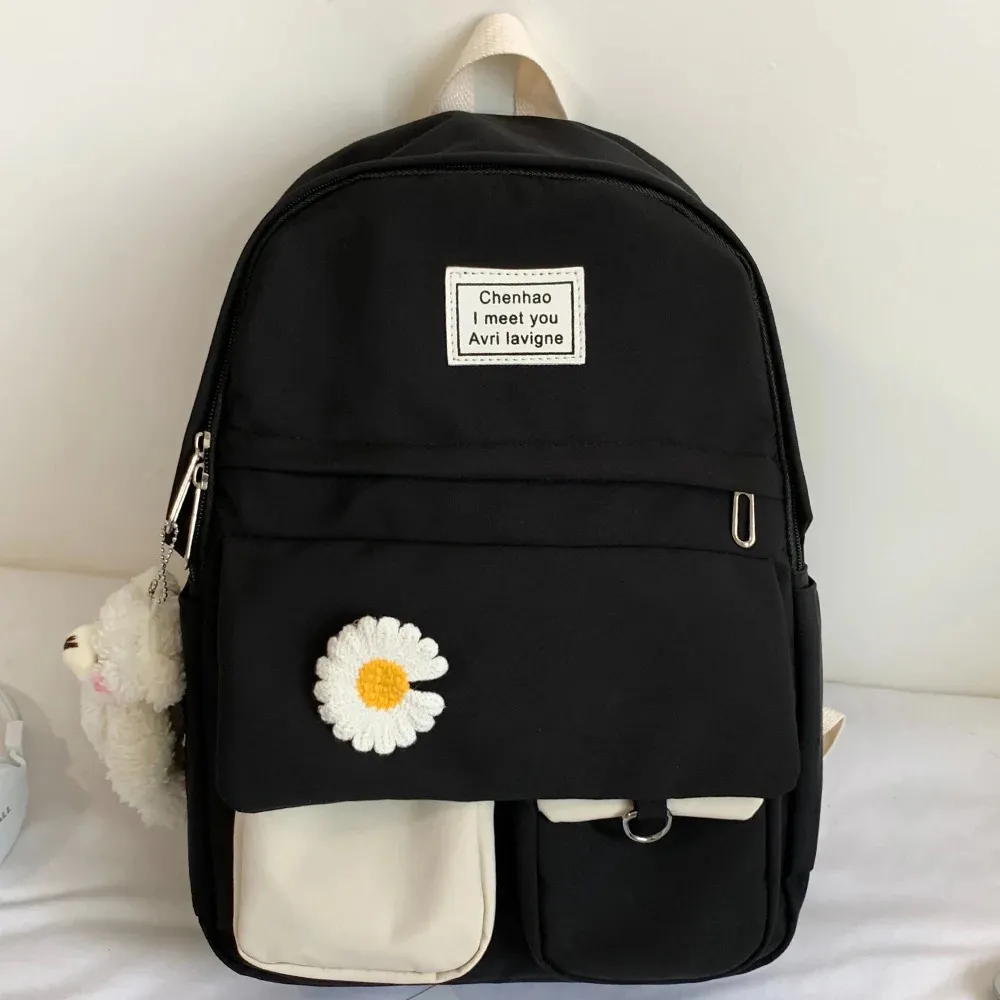 College Student Ladies Cute Backpack Women Flower Female Harajuku School Bags Book Kawaii Nylon Girl Trendy Bag Fashion 231222