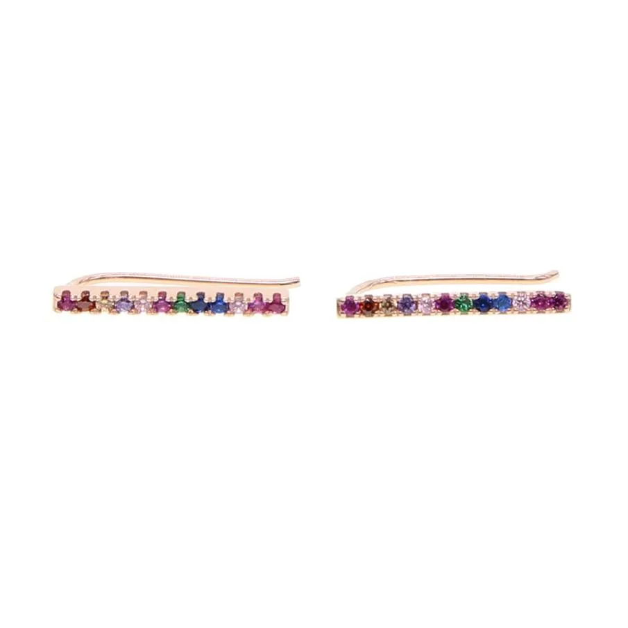 rainbow bar earring long ear climber fashion women jewelry 925 sterling silver colorful design Gold plated fashion jewelry301v