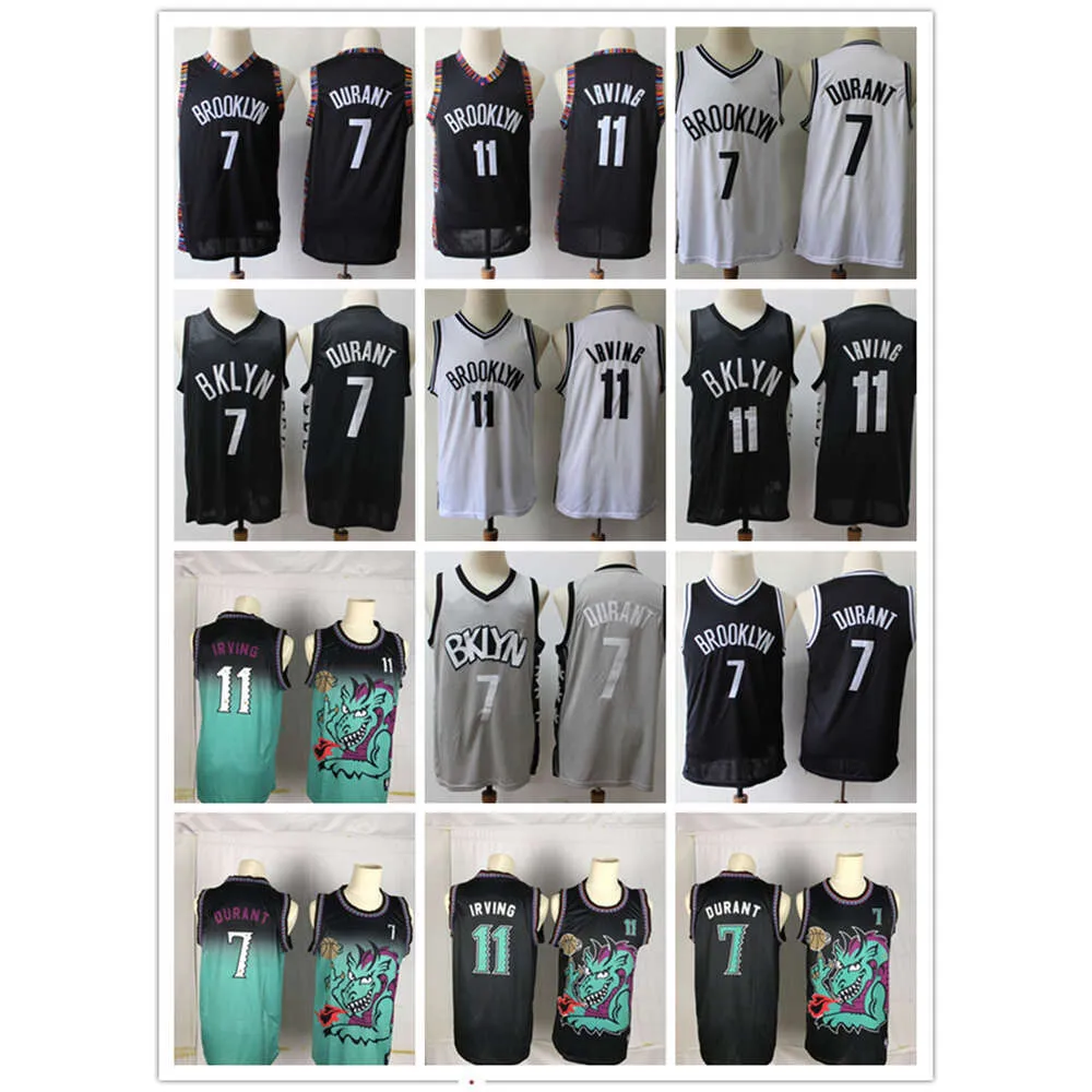 Brooklyn''nets''men Throwback Jersey Kyrie 7''Durant Kevin 11''irving basket shorts basket tröja svart ny