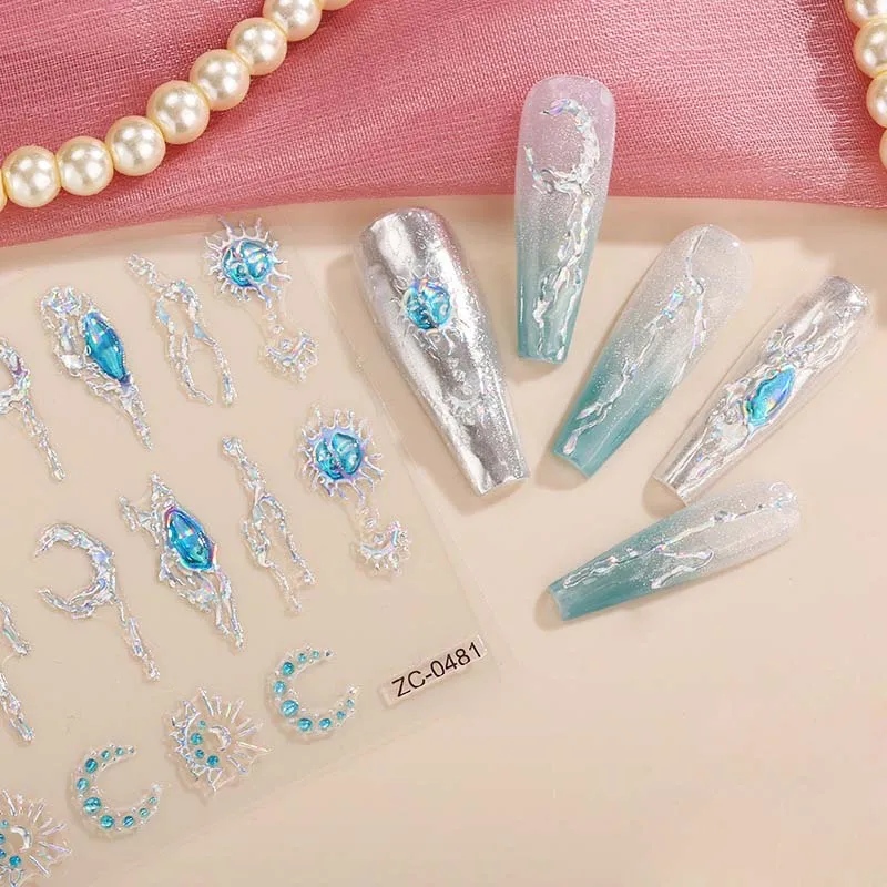 5 fogli moon stella nail art adesivi decalcomanie autoadesivi per unghie auto-art design decorazione accessori per la decorazione