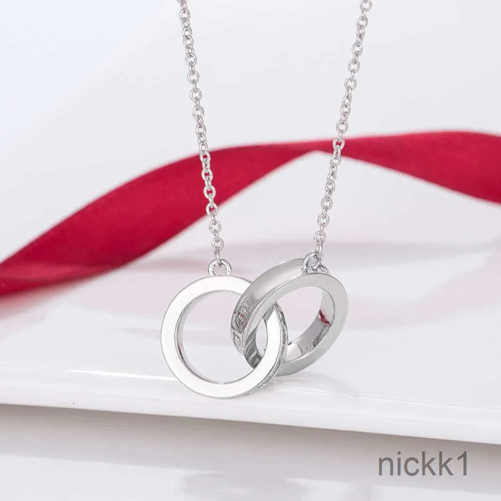 Necklace t Double Circle Necklace 1837 Light Luxury Simple 925 Silver Fashion Temperament Pendant Love Female Clavicle Chain AUM2