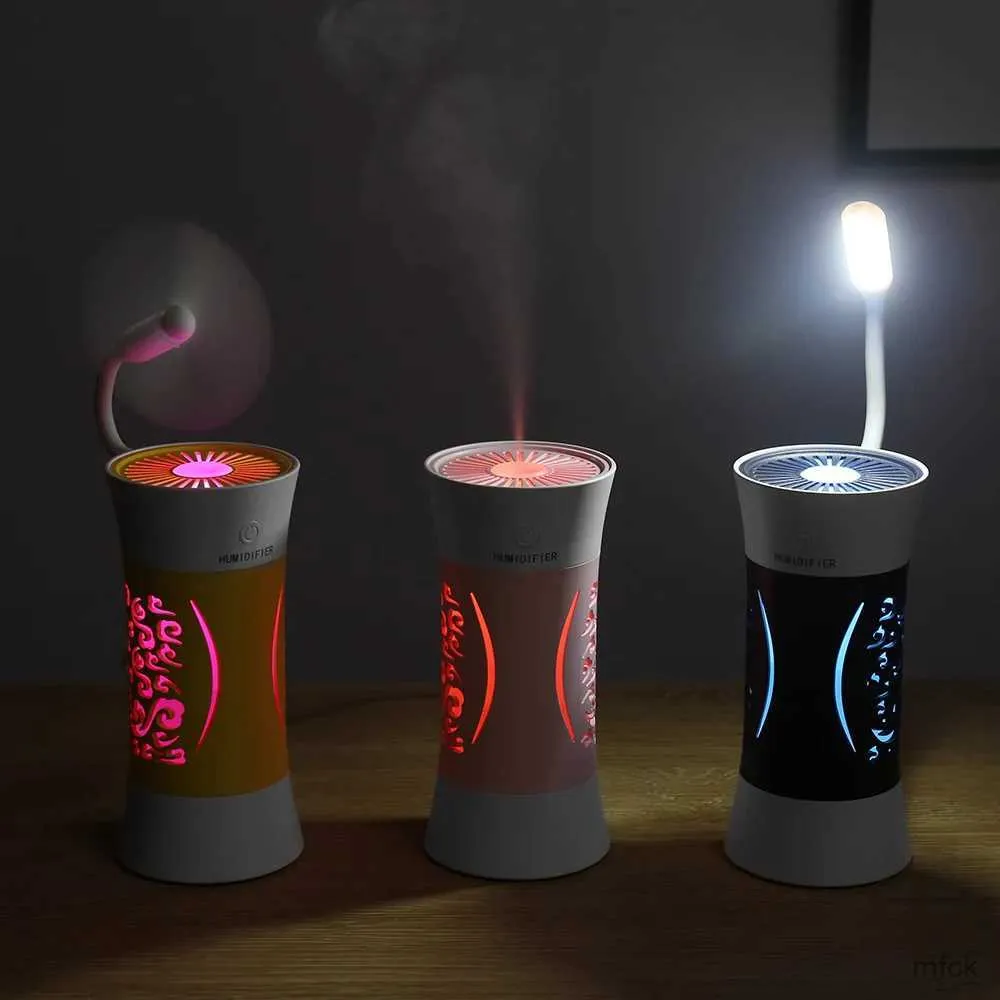 Luftfuktare 260 ml hem luft luftfuktare USB ultraljud arom eterisk olja diffusor i 1 mini fuktadificador med LED -lampa USB -fläktmisttillverkare