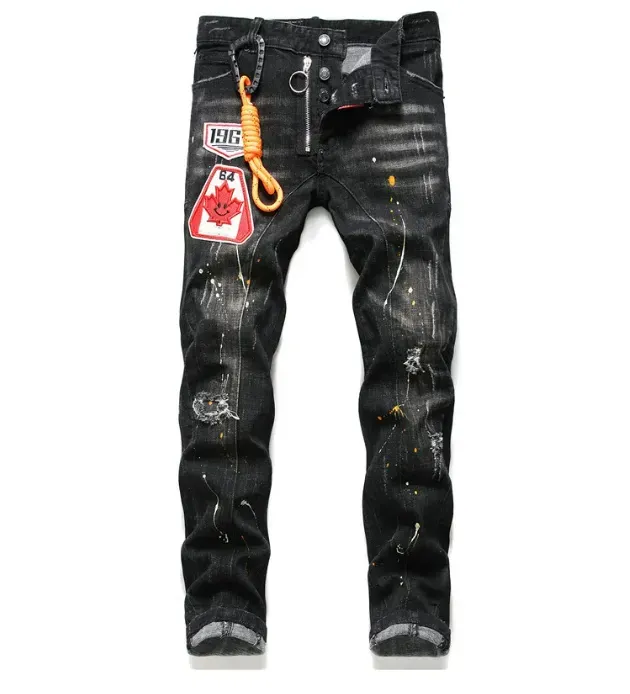 Herren Jeans Dsquare Europäische und amerikanische Luxusdesigner D2 Herren Jeans Stickhosen Mode Schwungfarbe Männer Kleidung US Size 28-38 Jeans