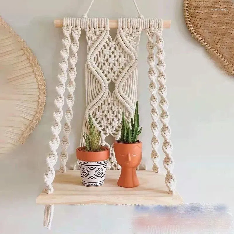 Plaques décoratives Bohemian Woven Shelf Wall suspendu nordique Homestay El Home Living Room Decoration Rack Ze199