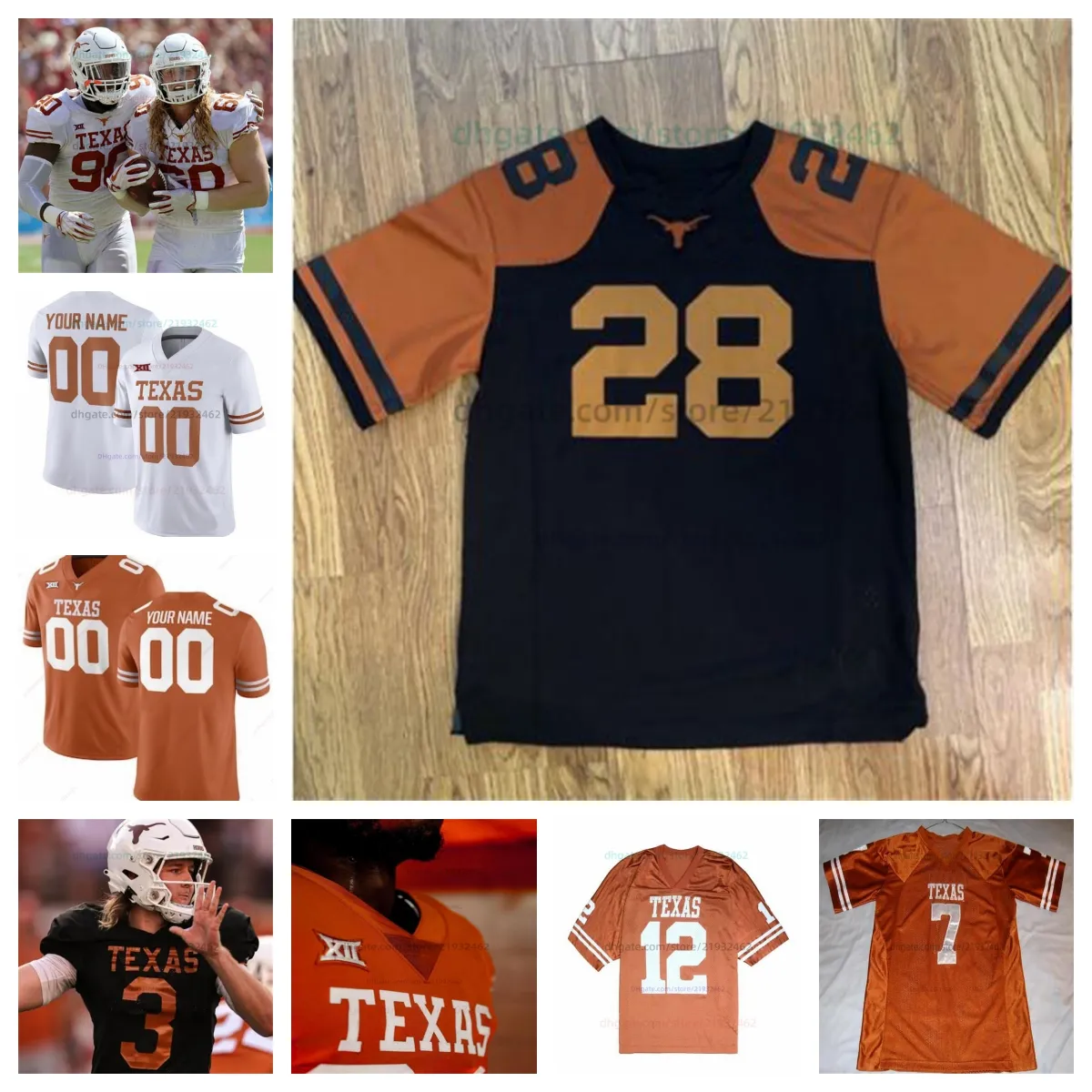 Customize Texas Longhorns Football Jersey Mens Women Youth All Stitched EWERS B.ROBINSON MANNING WORTHY BROOKS FORD A.MITCHELL WHITTINGTON COOK SANDERS BAXTER
