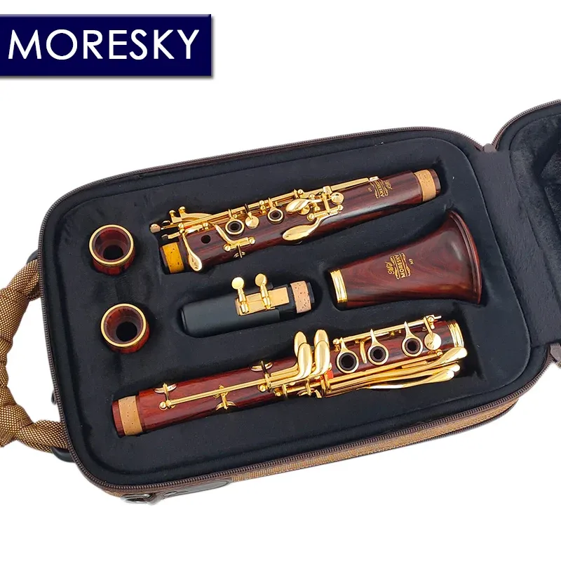 Moresky Cocobolo Wood Professional Clarinet BB Redwood Złote PlATED KLUAS SIB KLARNET