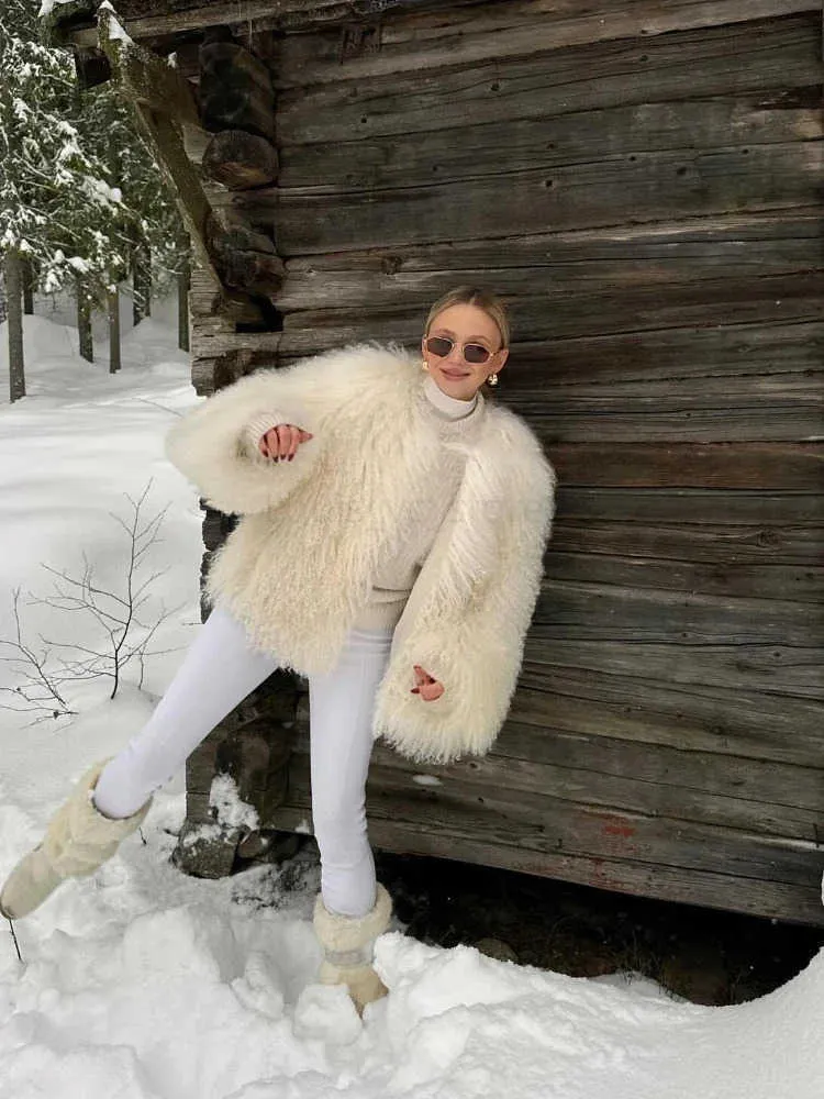 Puffy faux top fur jacket