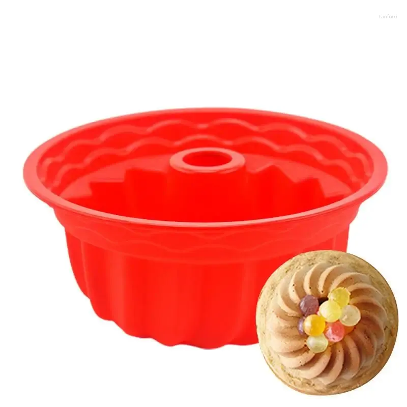 Bakeware Tools Silicone Pound Cake Mould 9 Inch Bunte Pans Round Fluted Tube Baking Molds Non-stick Food Grade Mold