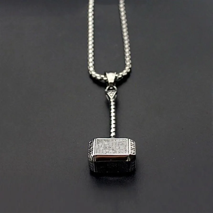 Mens Solid Viking Pendant Necklace Stainless Steel Vintage Mjolnir Norse Jewelry Party Rock Christmas Gift297r