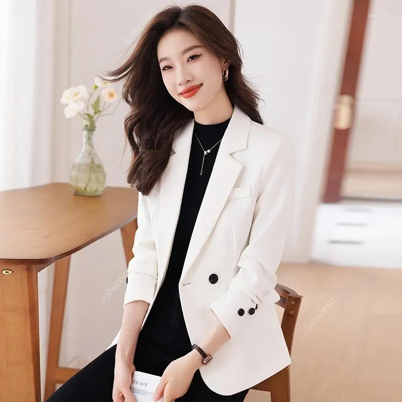 Modelli da donna modelli kaki blazer donne autunno informale temperamento magro giacca a maniche lunghe Office Lady Work Tops White White