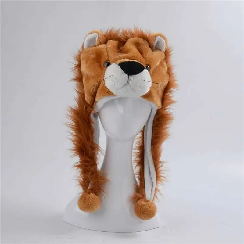 Wolf Dog Lion Monkey Panda Raccoon Plush Hat Cartoon Animal Caps