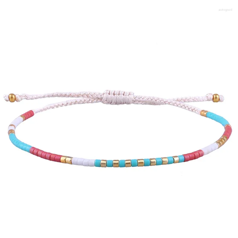 Strand Kelitch Green Color Miyuki Beats Bracelets Kolny cienki stos linowy Boho Beach Ręcznie robiona przyjaźń