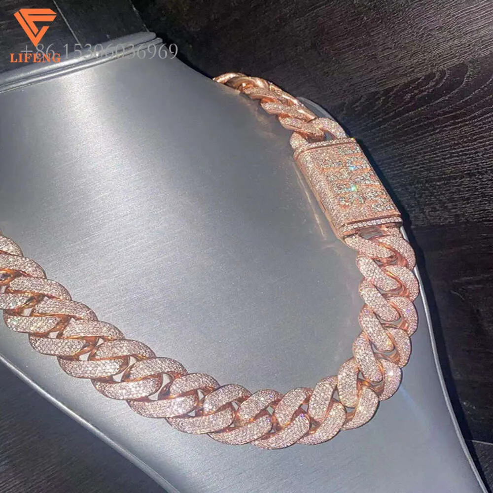 Pass Tt Cuban Link Hip Hop Sterling Sier 15Mm 18Mm 20Mm VVS Moissanite Diamond Ice Out Chain Necklace