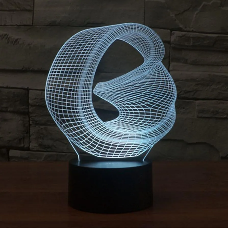 Distorted Space 3D Abstract Vision Amazing Optical Illusion 3D Effect 7 color Changing Touch Botton LED Light Table Lamp Night Lig2589