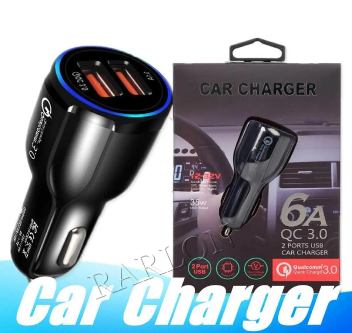 QC30 Fast Chargers 12V 9V 5V Carregador de carro rápido Dual USB Adaptador de carregamento rápido 31A para iPhone 13 Pro Max Samsung S20 S10 S84949859