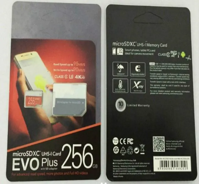 1pcs 32GB64GB128GB256GB EVO Plus Micro SD Card U3Smartphone TF Classe Classe 10Tablet PC SDXC Scheda di archiviazione SDXC 95MBS4757034