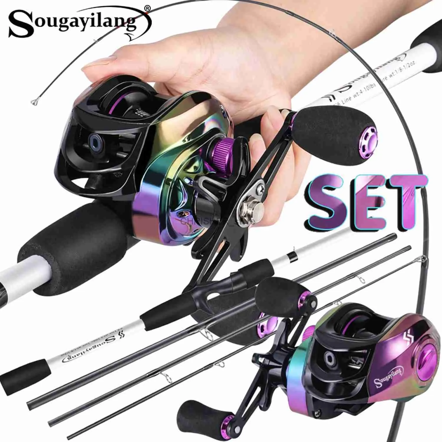 Båtfiskespön Sougayilang 1.98m gjutning av fiskesätt kol teleskopisk fiskespöskombo Baitcasting Reel Feeder Kit Travel Pole Bass för Carpl231223