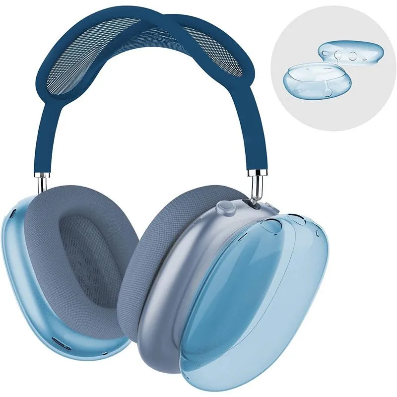 Nytt för AirPods Max hörlurtillbehör Transparent solid silikon Vattentäta skyddsfodral