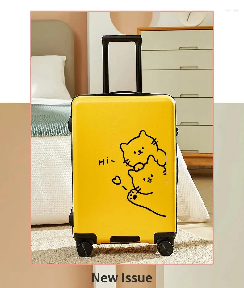 Suitcases A053 Luggage 20 Inch Large Capacity Cartoon Cute Travel Code Boarding Trolley Box