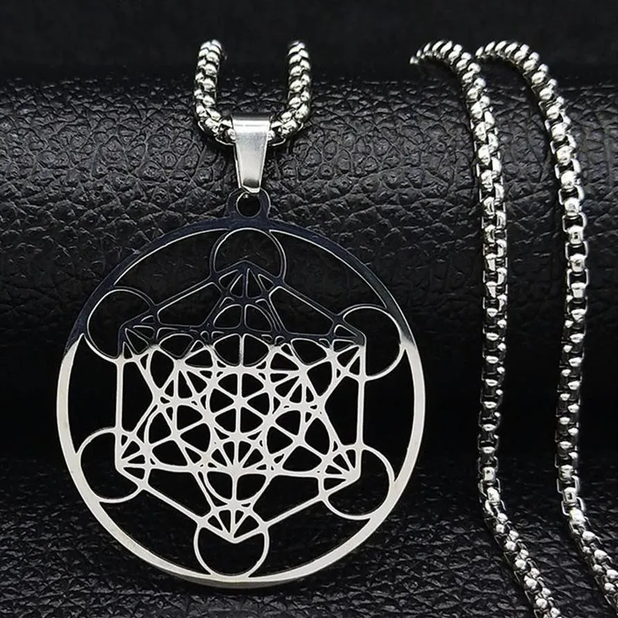 Pendant Necklaces 316 Stainless Steel Metatron Cube Necklace Star Of David Chakra Yoga Meditation Hip-hop Chain Man Woman Jewelry 299o