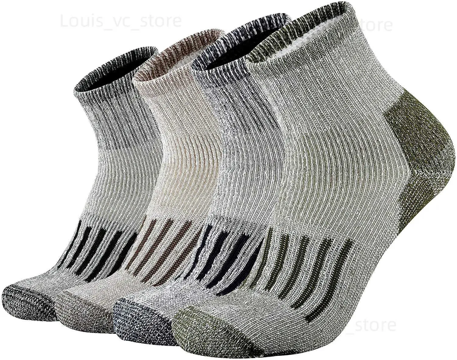Herrensocken Merino Wolle Socken Männer Winter Moire Wicking Control Wärme Wanderwanderskioskissen Besatzungs -Viertel -Low -Schnitt -Socken Set T231223