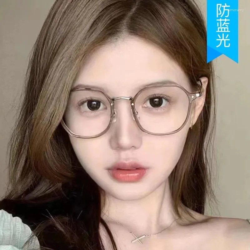 Occhiali da sole cornici tr90 telaio di materiale Glassssa Donne rotonde a forma blu bloccante occhiali per computer coreani per le donne