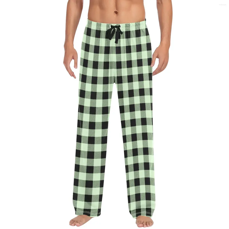 Мужская одежда для сна, домашние брюки, мягкие удобные спортивные штаны для бега, цветные пижамы в клетку, повседневные мешковатые брюки с прямым низом, домашняя одежда