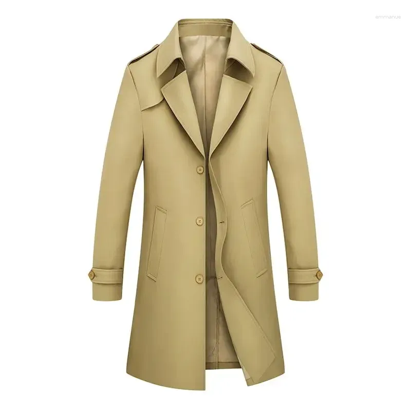 Heren Trench Coats 2023 Boutique Fashion Business Brits Style Solid Color Gentleman Ademende Casual Jeugd Comfortabele Koreaanse windjager