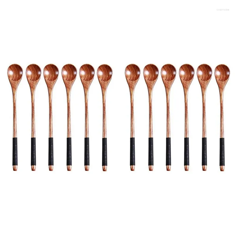 Кофе Scoops 12pc Long Randled Gooden Spoons Wood Tea Tea Spoon Японский стиль набор десертов набор мед. Смешанная посуда