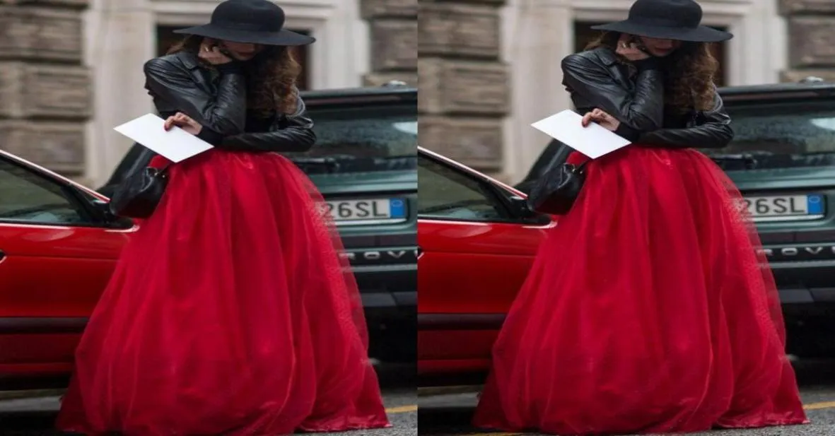 A line shop red tulle skirt