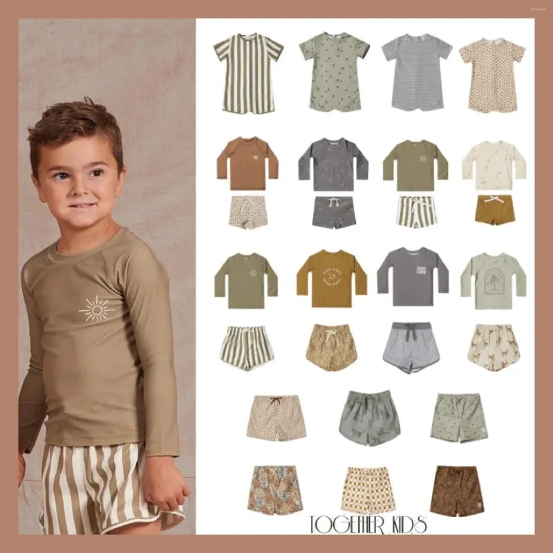 Ensembles de vêtements 2023 RC Brand Baby Boys Maillots de bain 1-12y Summer Kids Simple Striped Modèle Toddler Apprentissage de baignade de baignade