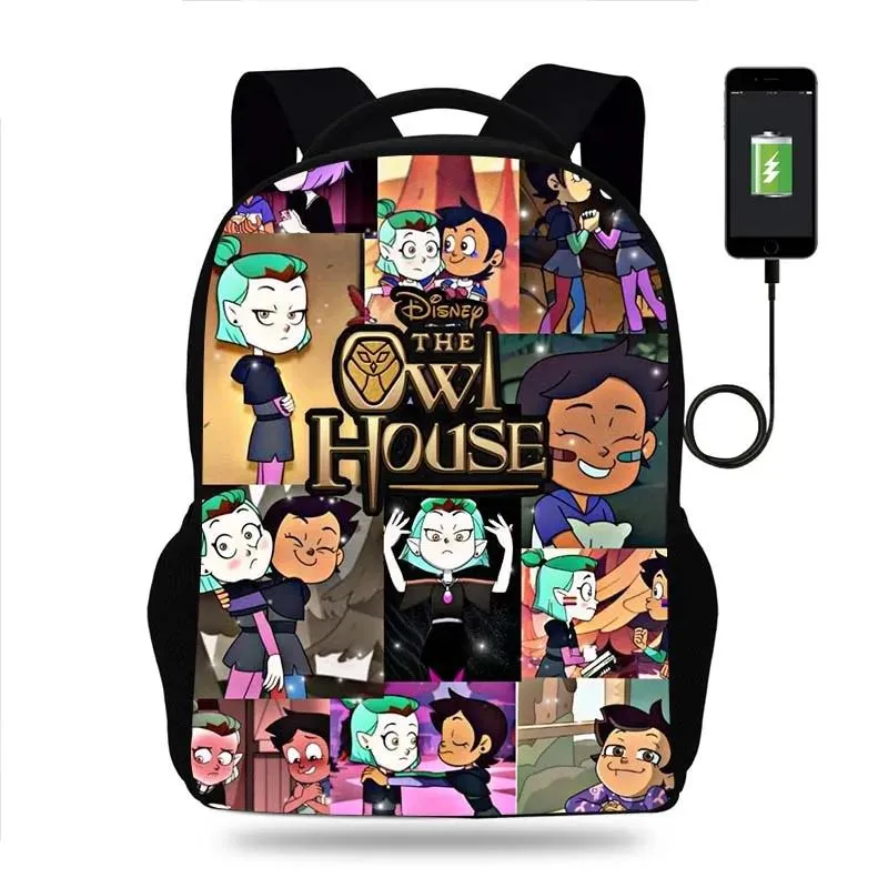 Tassen Fashion The Owl House Backack Boy Girl School Bag Tiener USB Charging Daily Travel Backpack Student School Tassen Mochila