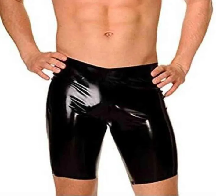 Uomini PVC Shorts in pelle finta outfit di performance per uomini pantaloncini di lingerie olio luccicante jockstrap fetish stretto sexy club nero g226663746