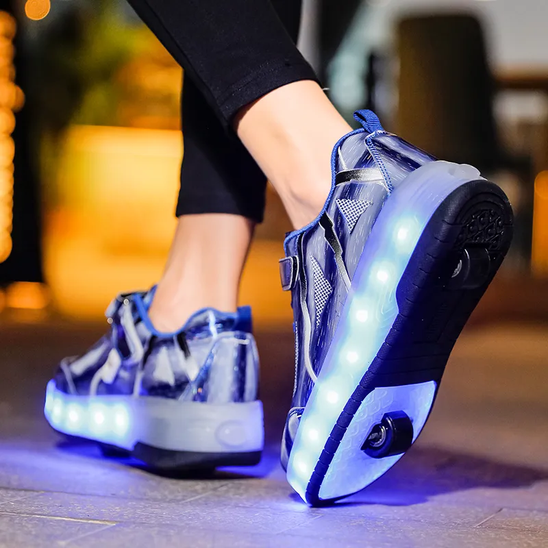 Sneakers Roller Skate Schuhe für Kinder Jungen Mädchen LED-Räder Sneaker mit Double Two Wheels Kinder Jungen Mädchen Skate Sneakers Schuhe Größe29-40