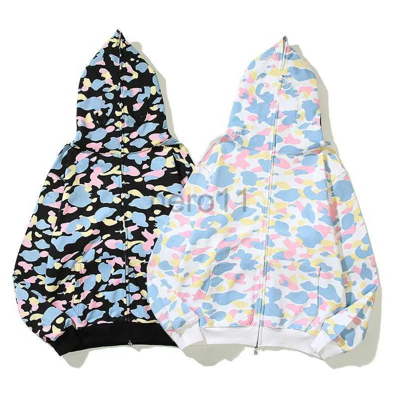 Mens hooded Hoodies fleece Mens Stylist Cartoon camouflage Printing Jacket Men Womens cardigan Casual Sweatshirts coat for Size M/L/XL/XXL/3XL 1681 L9V8