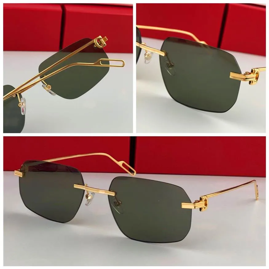 Männer Luxusdesigner Sonnenbrille Outdoor Mode Sonnenbrille Zonnebril Männer Vintage rahmenloser Polygon kleiner Rahmen Moderne Avantgarde 2443