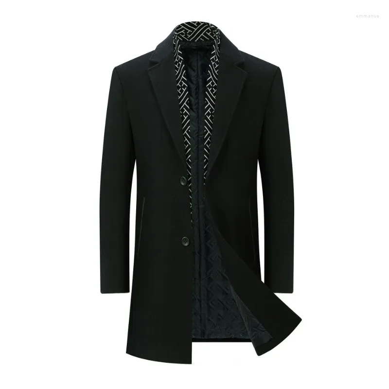 Herrgravrockar Woolen Coat Autumn and Winter Business Casual Long Windbreaker Jacket