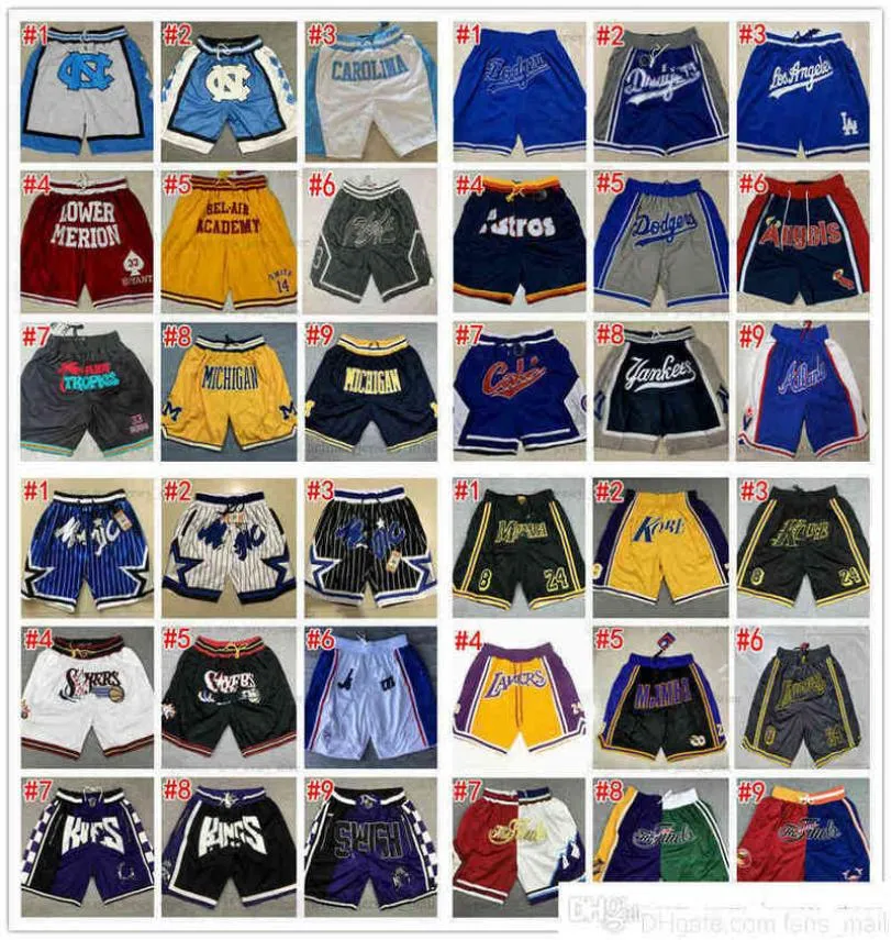 Bost All Team Just Don Basketball Shorts Mesh Retro Losangelelaker Short Sport Purple Black White Yellow Hippop Pants With Pocket2175938