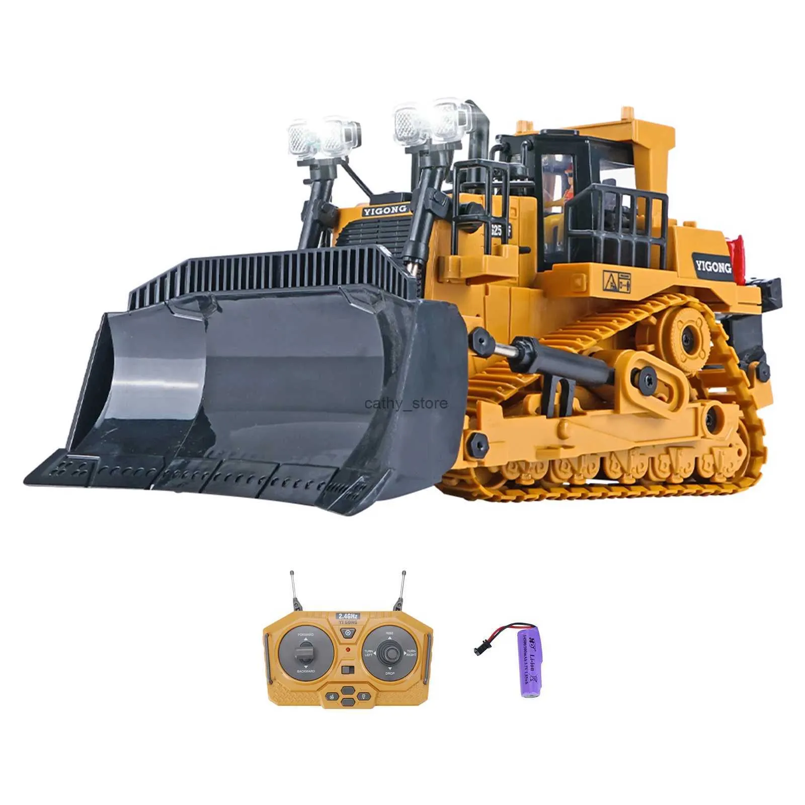 Diecast modelo carros rc caminhão rastreador pesado bulldozer brinquedo 1/24 9ch rc escavadeira carros rc 2.4g rádio controlado bulldozer carros brinquedos para menino presentel231223